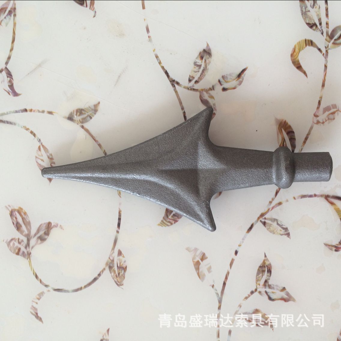 青岛厂家现货供应户外装饰钢铁配件防护锻打枪头矛尖熟铁实心枪头