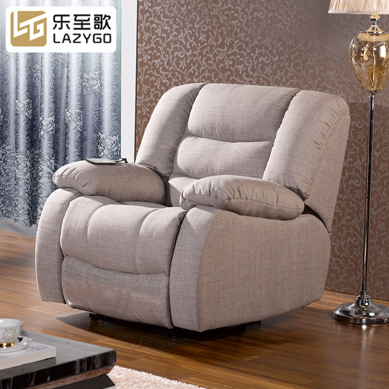 潘神单人布艺沙发电动功能麻布绒布白色手动美甲沙发佛山厂家定制