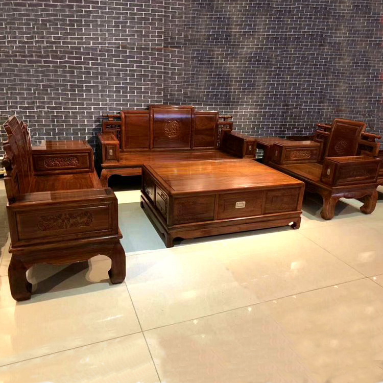 新中式仿古紅木家具刺猬紫檀天龍八部沙發花梨木實木客廳茶幾組合