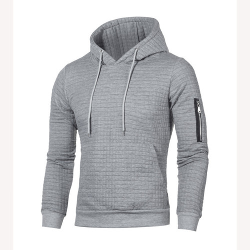 New Men's Plaid Long-Sleeve Hooded Sweatshirt Warm Color Hooded Sports Coat Outerwear