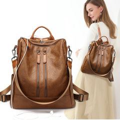 Anti-theft backpack for women 2023 spring and summer Korean version easy to match casual soft leather bag women's backpack simple single shoulder trendy bag
