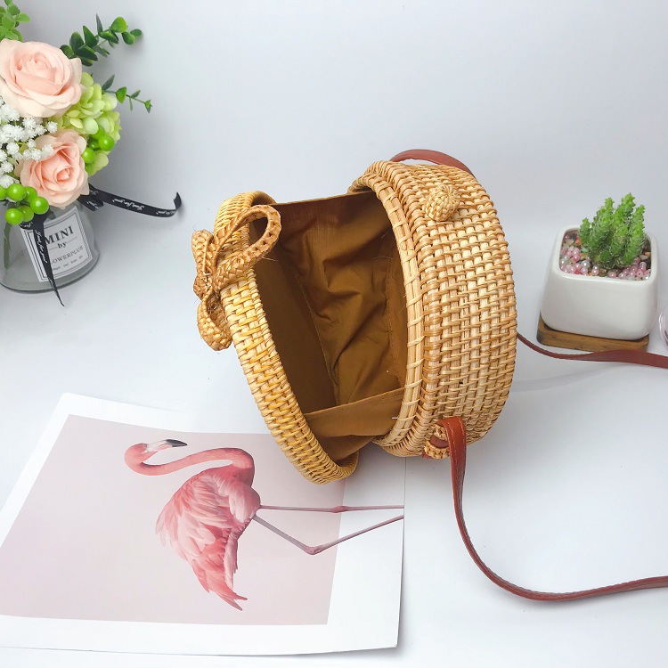 Femmes Moyen Paille Couleur Unie Vacances Plage Tisser La Boucle Du Crochet Sac De Paille display picture 5