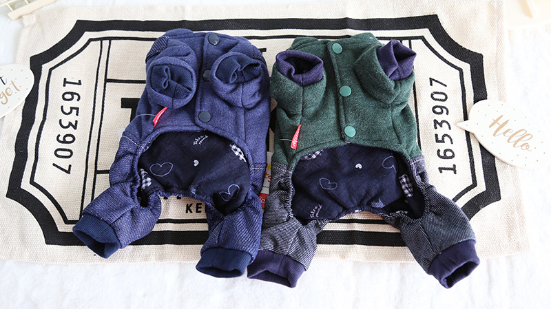 单口袋牛仔背带四脚衣