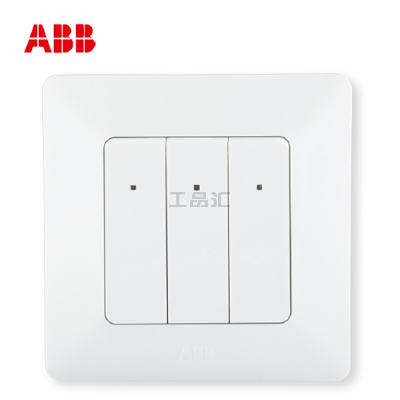 ABB 开关插座 由雅系列/雅白色/三开双控带灯开关；AP17253-WW