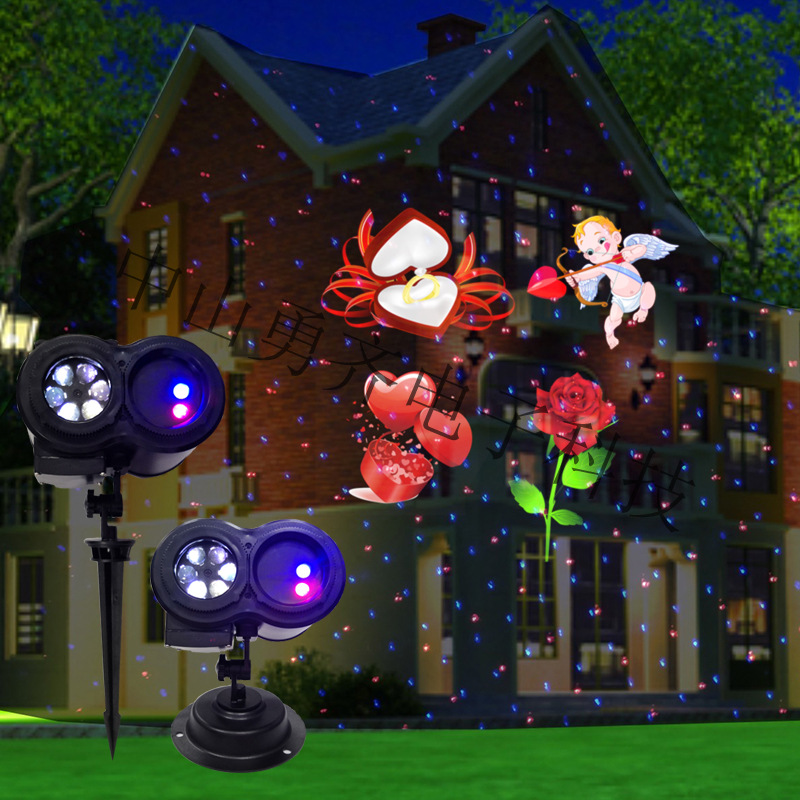 红蓝激光图案投影灯 LED圣诞万圣灯 雪花灯 插卡灯欧美节日装饰灯