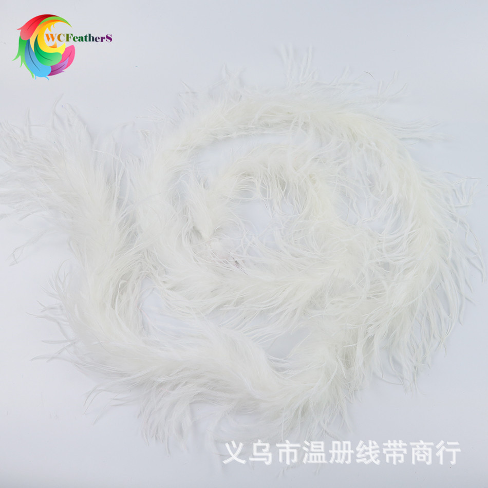 温册羽毛厂家现货热销彩色鸵鸟毛围巾毛条鸵鸟毛毛条服装辅料2米详情图9