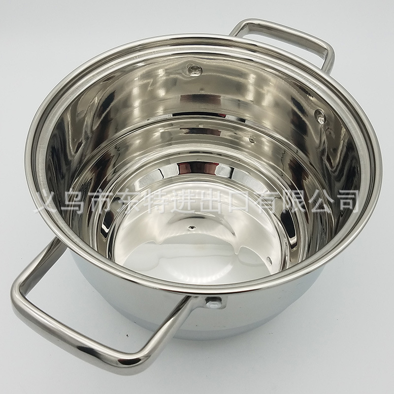 Factory direct sales of stainless steel double-bottom soup pot, household dual-purpose soup pot, high-end soup steamer, tea-colored glass lid soup pot detail image 7