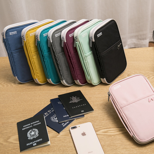 Travel RFID shielding passport bag multi-purpose anti-theft document bag polyester card bag overseas passport holder manufacturer