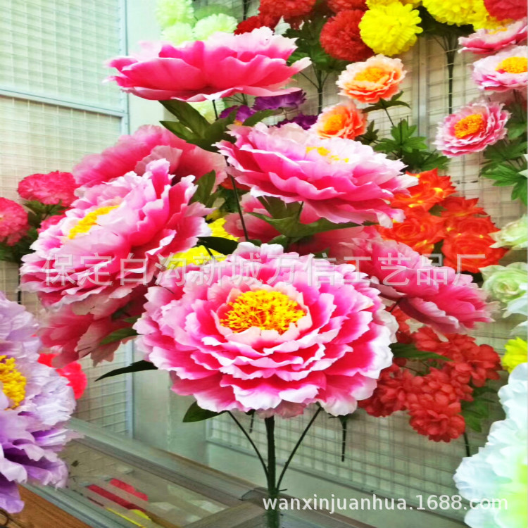 沈阳仿真清明花大量供应仿真绢花闪光大牡丹花朵特价