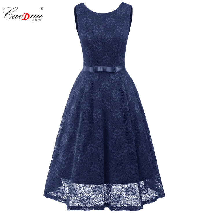 lace dress with a round collar sleevless