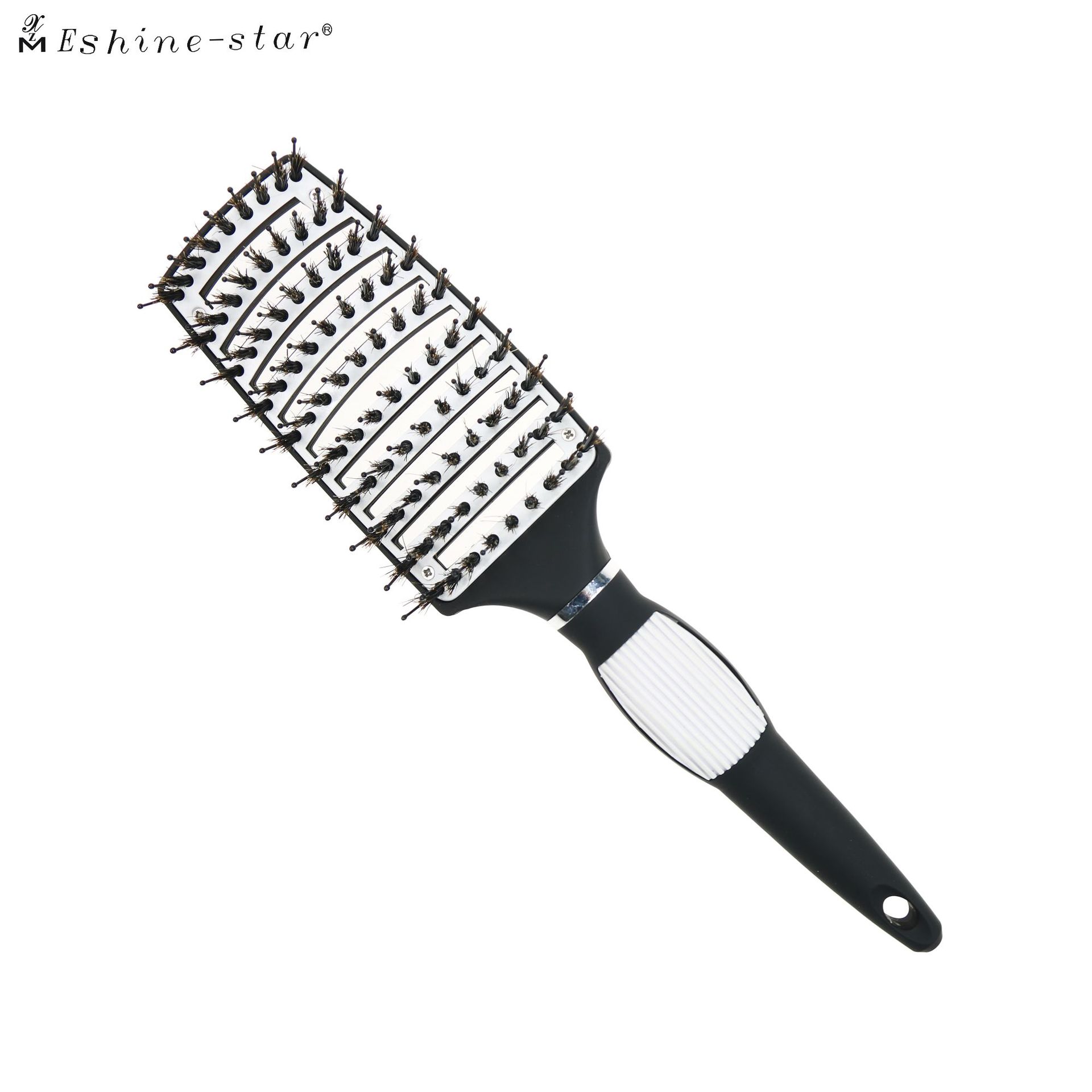 豬鬢毛按摩梳 卷發(fā)造 型梳弧形排骨帶鋁片彎梳