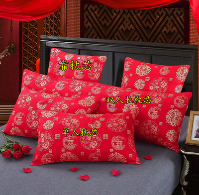 大红羽丝棉枕头 单人 双人方垫芯5件套纤维枕 多件套配套枕芯批发