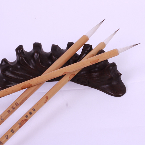 Manufacturer sells fine-grained warp hook line writing brush, Chinese painting stroke, small regular script running script, thin gold body, bamboo pole, purple sheep hook line pen