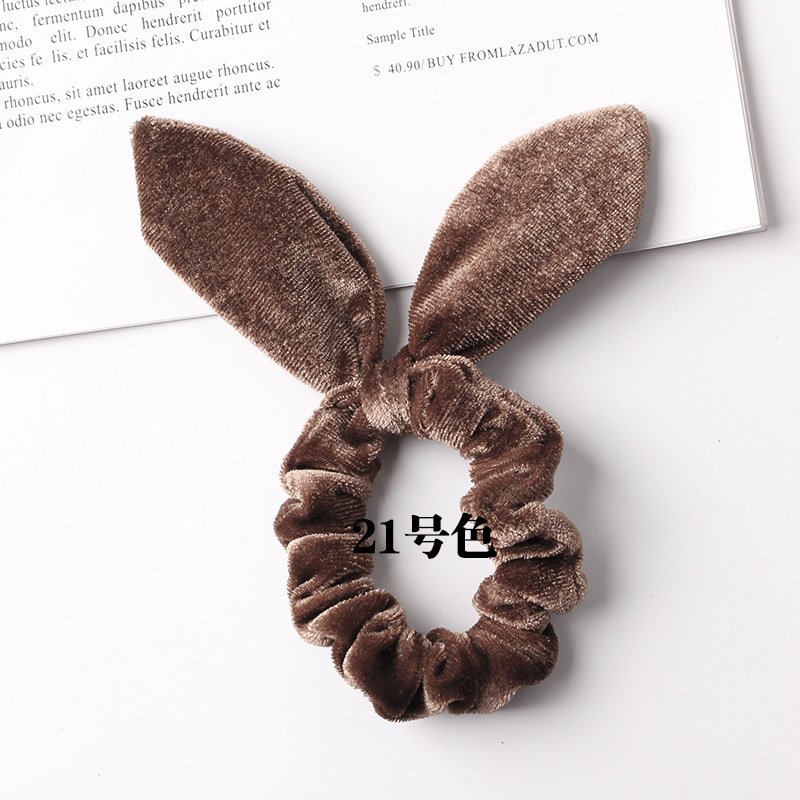 New Fashion Gold Velvet Steel Silk Rabbit Ear Flannel Korean Simple Fashion Cheap Hair Ring Wholesale display picture 12