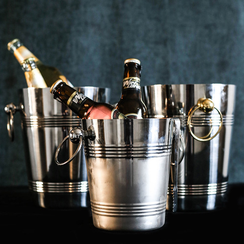 Stainless steel champagne bucket KTV bar European ice crystal bucket large tiger head beer ice bucket red wine ice bucket