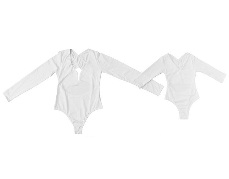 Deep V Neck Cross Back Long Sleeve Parent Child Top Kids Jumpsuit Swimsuit Comfortable Fabric Stylish Design Summer