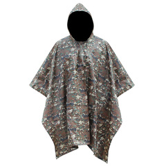 Outdoor Mountaineering Adult Hiking Digital Camo Cape-Style Raincoat | Mountain & Jungle Sports Poncho with Ground Mat