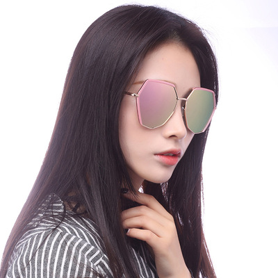 2019新款复古墨镜女反光不规则太阳镜潮流大框圆脸多边形个性眼镜|ms
