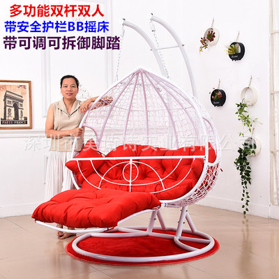 美诗诗藤椅双人铁艺吊篮户外躺椅藤编家具摇篮室内婴儿床秋千吊椅|ms