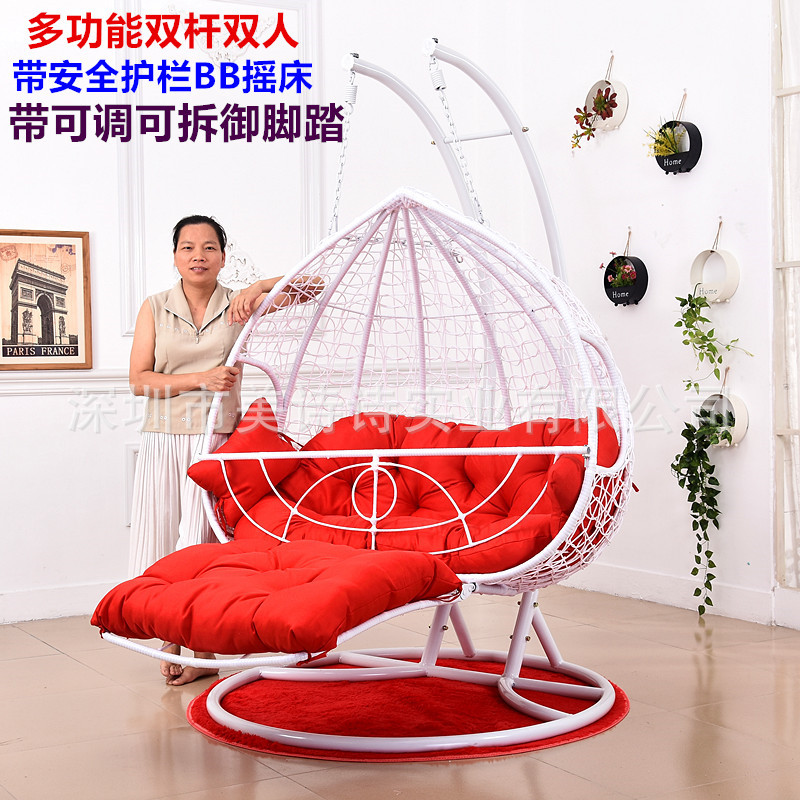 美诗诗藤椅双人铁艺吊篮户外躺椅藤编家具摇篮室内婴儿床秋千吊椅|ms