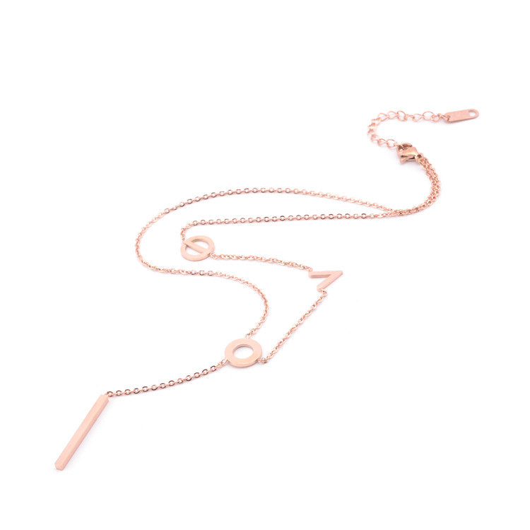 New female LOVE letter Titanium sweater Necklace Fade Clavicle chain Rose Gold Simplicity personality the republic of korea Necklace