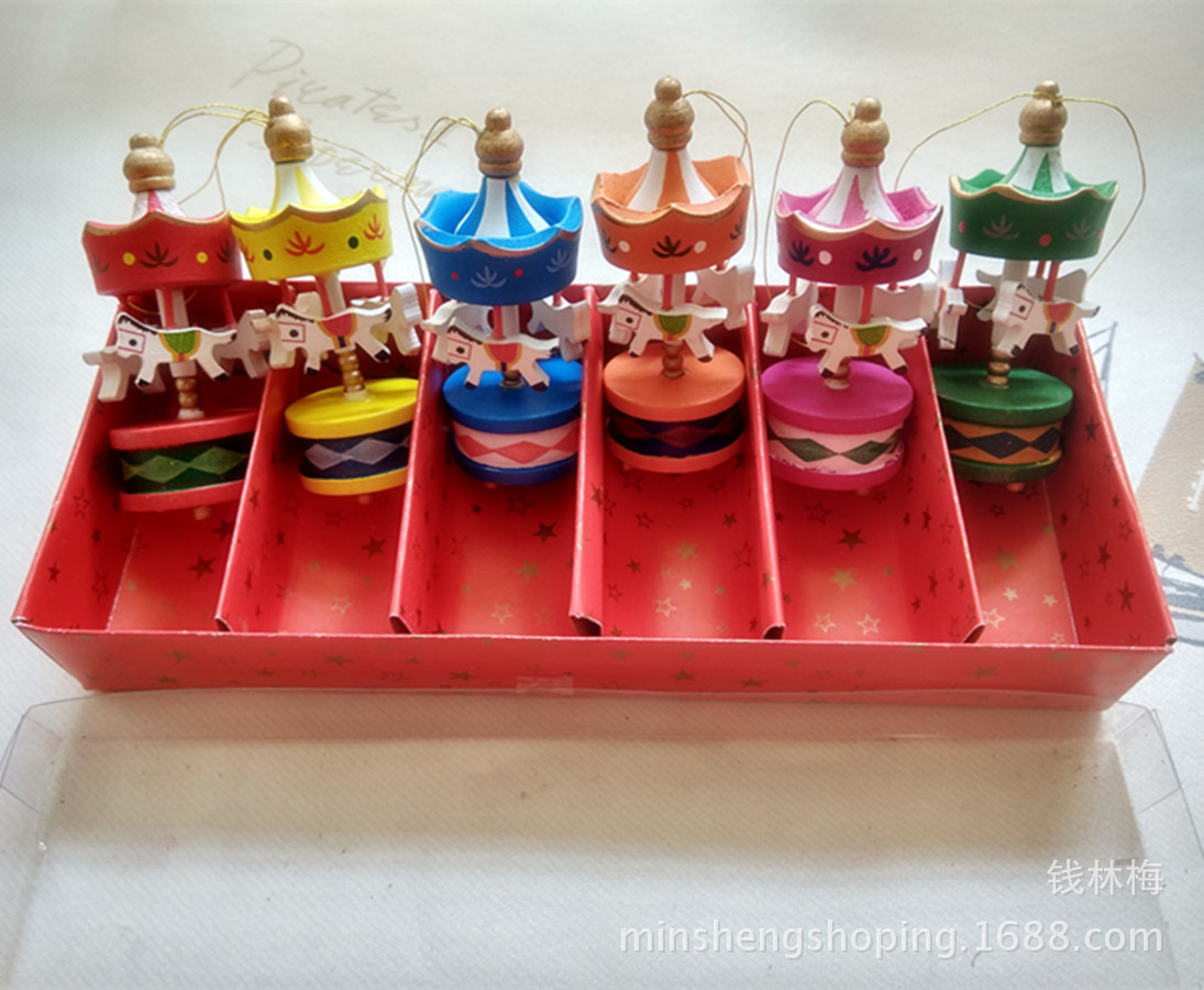 圣诞木马挂件节庆装饰汽车挂饰木质摆件厂家直销节日办公礼品手工|ms