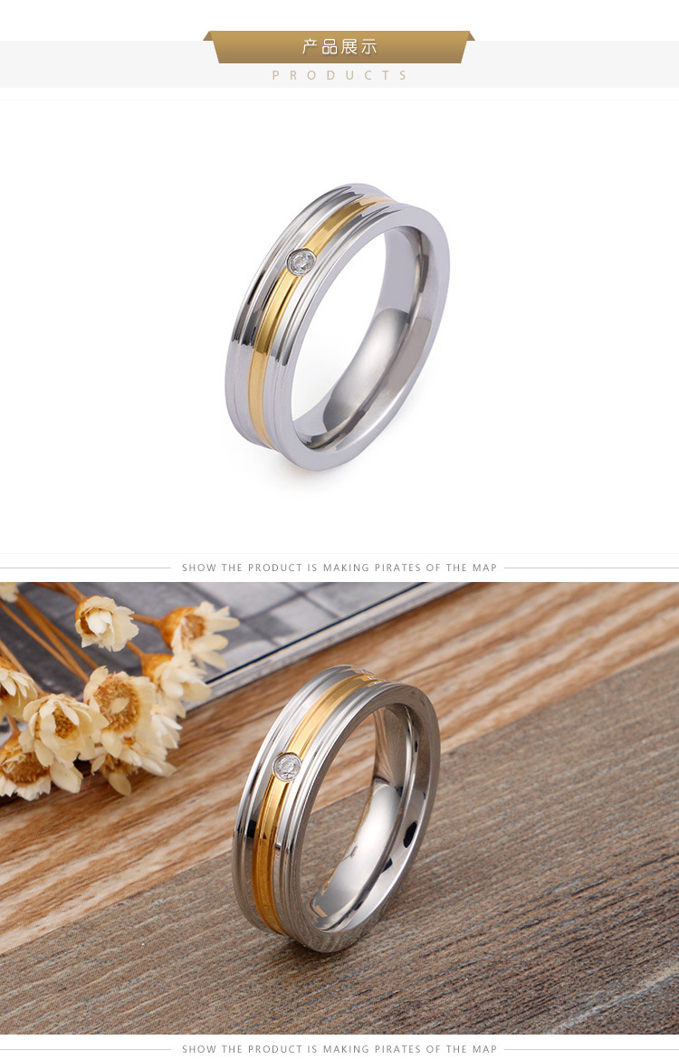 Wholesale Fashion Korean Rings Personalized Rhinestones Stainless Steel Couple Rings display picture 3