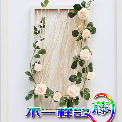 高档仿真玫瑰花藤藤条壁挂家居婚庆装饰仿真花缠绕垂吊|ru