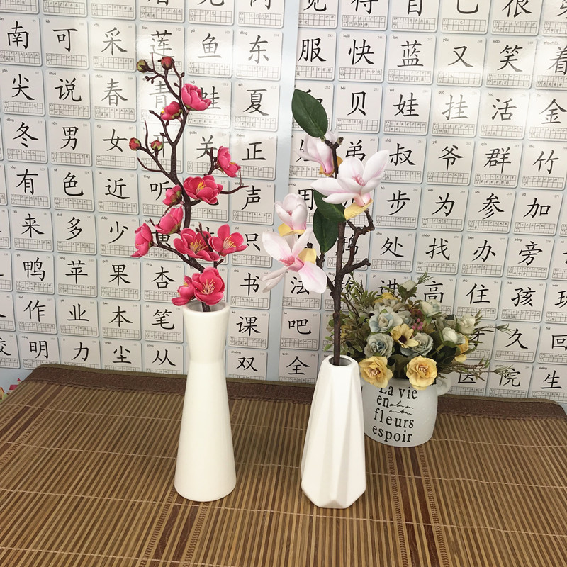 日式陶瓷花瓶工艺品酒店餐馆摆台件小花瓶赠品礼品仿真花套装花器