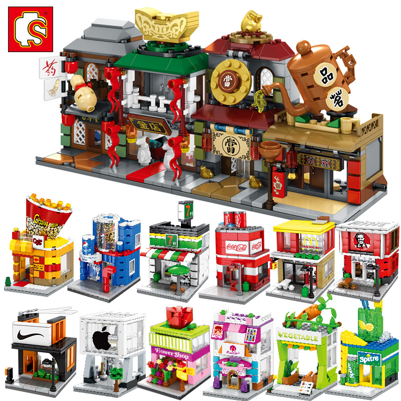 Compatible LEGO mini Street View building blocks small particles boys assembled children's educational toy 6-8 years old Senbo 6011