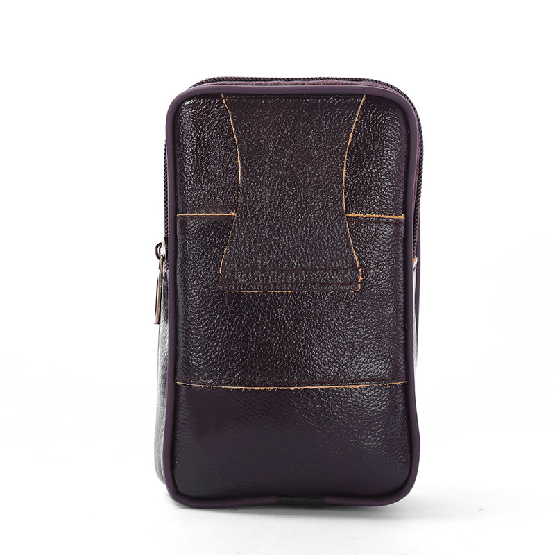 Manufacturers Wholesale Wear Belt New Business Mobile Phone Bag Male Multi-Functional Cowhide Vertical Waist Pack Change Key Wholesale undefined