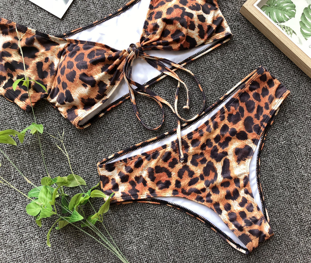 Leopard Printed Bikini Split Swimsuit NSDA140