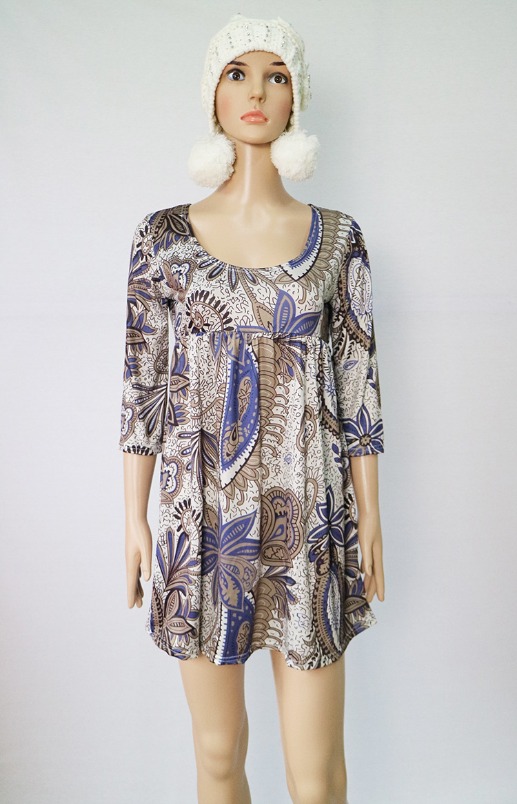 Floral Print A Line Dress 3 4 Sleeve Spring Style Casual Wear Wholesale Available fast shipping