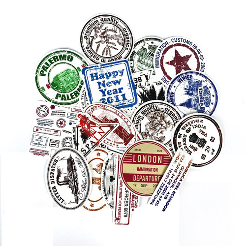 60 sheets/retro postmark stamp aviation sticker European and American style visa sticker sticker travel luggage sticker
