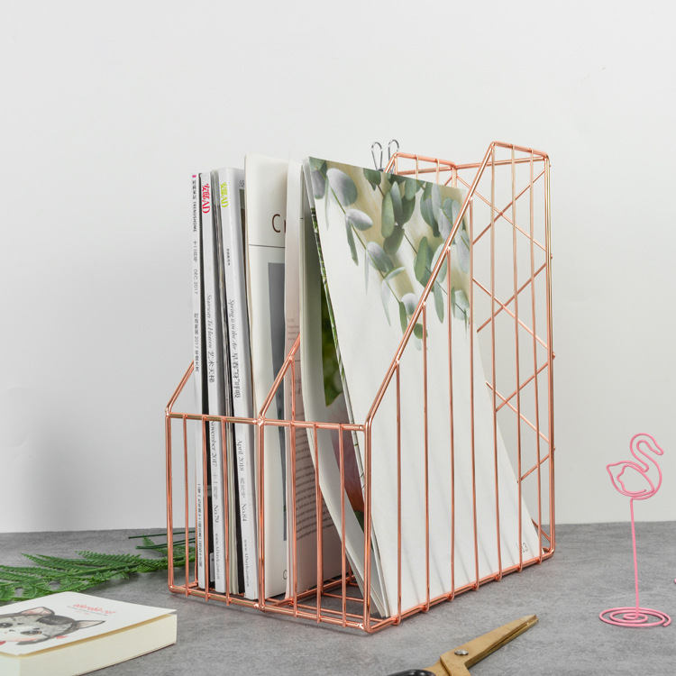 文件架北欧摆件创意金属桌面收纳文件夹a4铁艺框资料架装饰品办公|ru