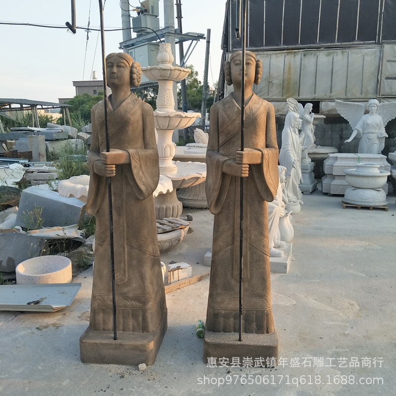 石雕汉白玉西方侍女如生雕像 历史文化侍女花岗岩石雕摆件厂家供