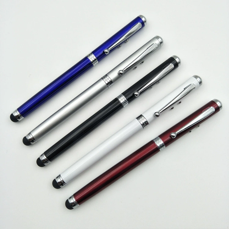 Direct-supply multifunctional metal ballpoint pen, laser capacitive pen, LED four-in-one laser pen, customizable metal pen