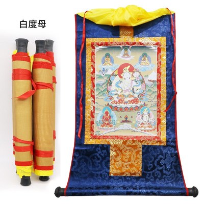 Tibet Thangka Temple decorate Supplies wholesale Buddhist supplies Zhuomaga Hanging picture White Tara Thangka Buddha statue