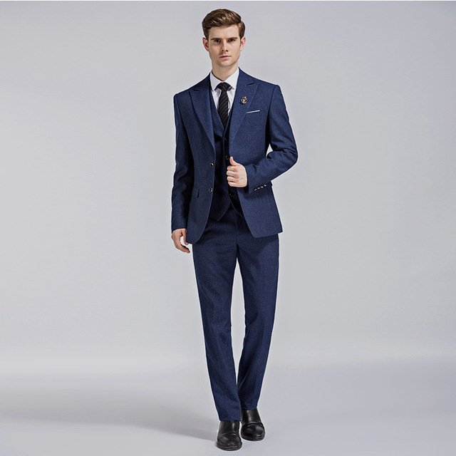 Men’s suit business suit British slim professional suit wedding bridegroom’s three piece suit