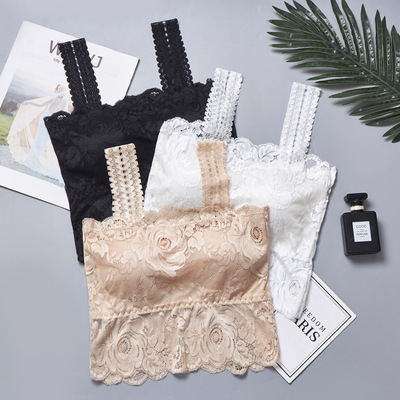 2019 Lace Shoulder strap sexy Wrap chest Sternum Wireless strapless Bras Emptied Primer Underwear