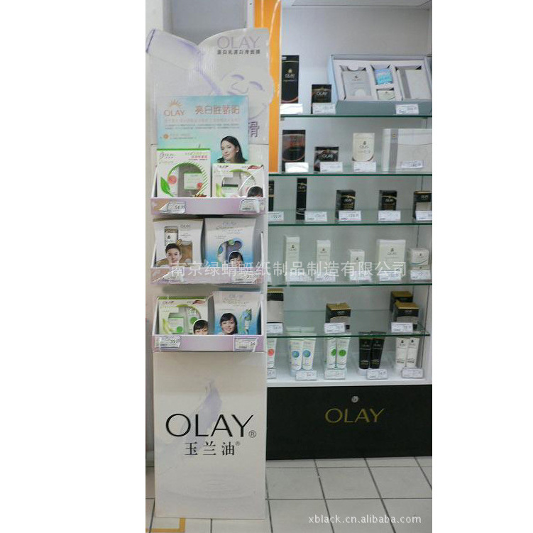 超市专卖店展示架 化妆品纸货架 瓦楞纸展示柜货架定做