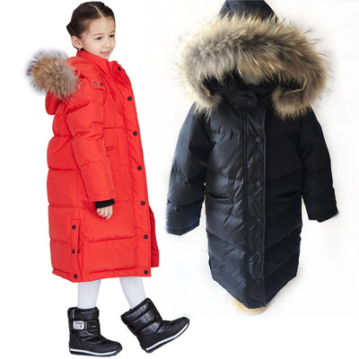 儿童羽绒服 2019新款欧美范大毛领童装羽绒服修身长款加厚ins爆款|ru