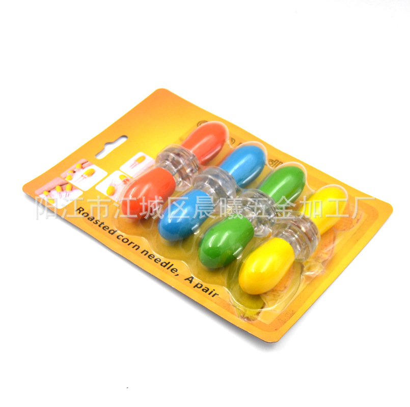 厂家直供不锈钢玉米针套装BBQ玉米针4对套装户外便携带烧烤签