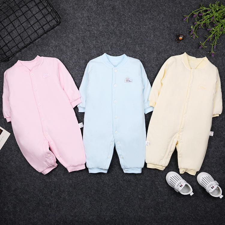 男女宝宝装0-1岁宝宝薄棉连体哈衣薄款新生儿纯棉婴儿爬服外套