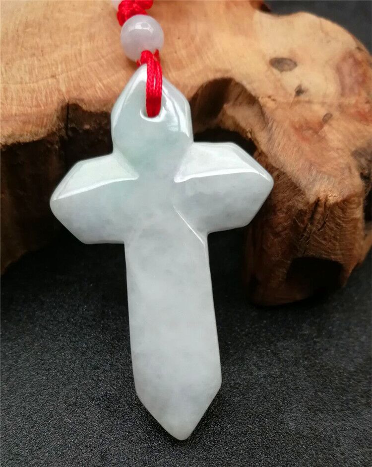 翡翠玉A货糯种时尚新品十字架吊坠挂件耶稣基督教男女款挂绳