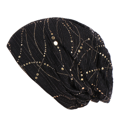 European and American thin lace breathable head covering for women, spring and autumn cotton color-droplet leisure head covering hat, factory