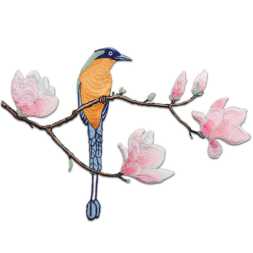 Bird and Flower Ethnic Style Large Size Self-Adhesive Iron-on Fabric Patch DIY Decorative Sticker Bulk Patch