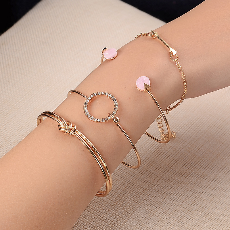 new four-piece arrow set inlaid rhinestone knotted bracelet jewelry wholesale