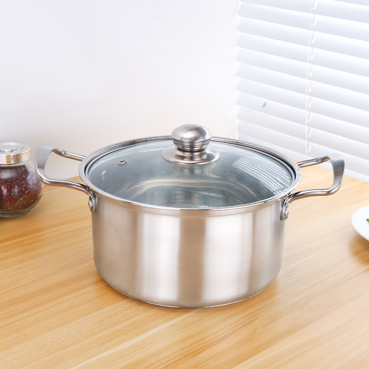 汤锅不锈钢双柄汤锅单柄奶锅家用单底不粘锅电磁炉汤锅 礼品锅具