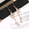 Earrings from pearl with tassels, 2018, flowered, Japanese and Korean, internet celebrity